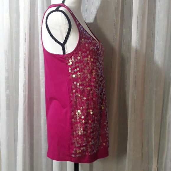 Fashion Bug Pink Racerback Sequins Tank Top SZ 0X - Picture 2 of 6